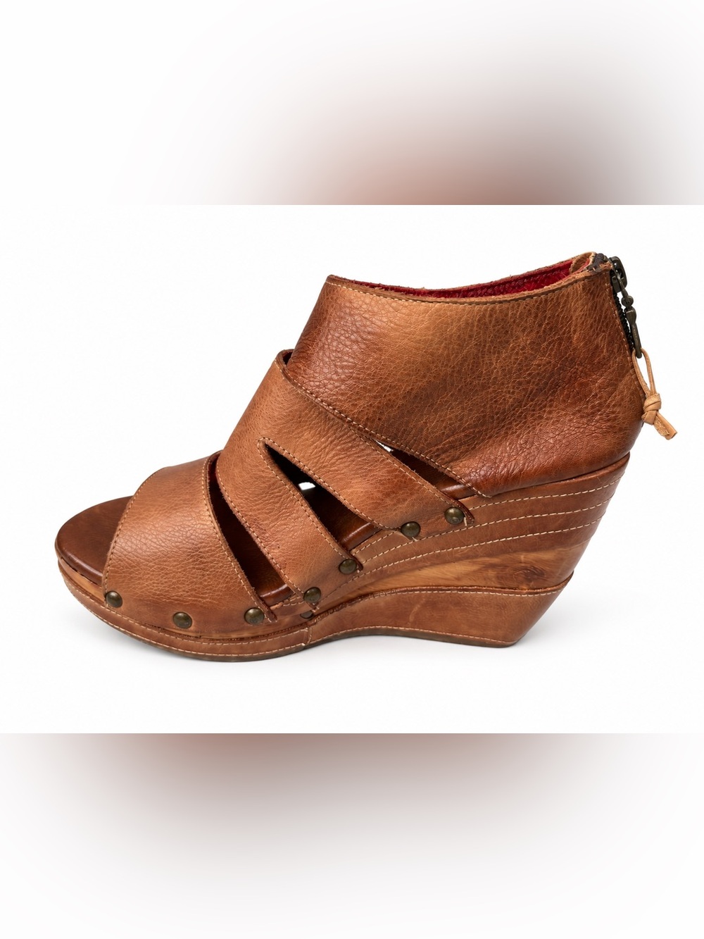 Bed Stu Jacey II Brown Leather Wedge Sandals Size 10 NWT - Picture 8 of 10